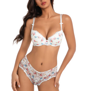 Flower print lace Pad Bras