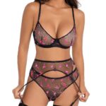 Fancy  Mesh Embroidery Garters Belt